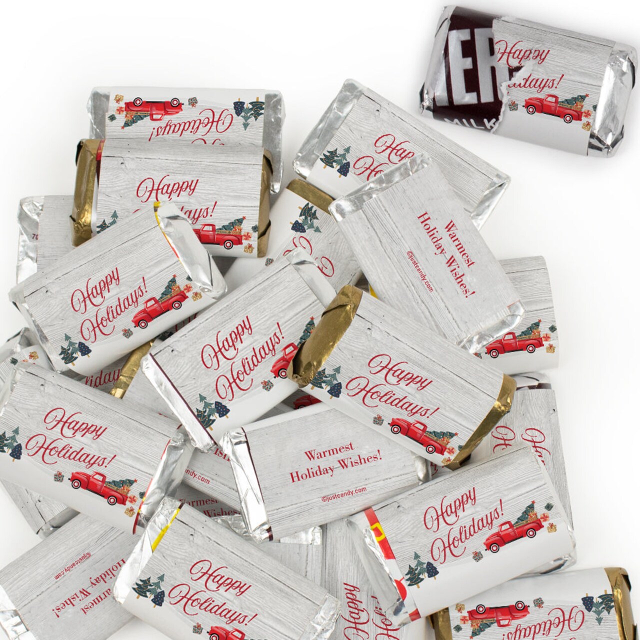 68 Pcs Christmas Candy Party Favors Hershey's Miniatures Chocolate - Vintage Red Truck